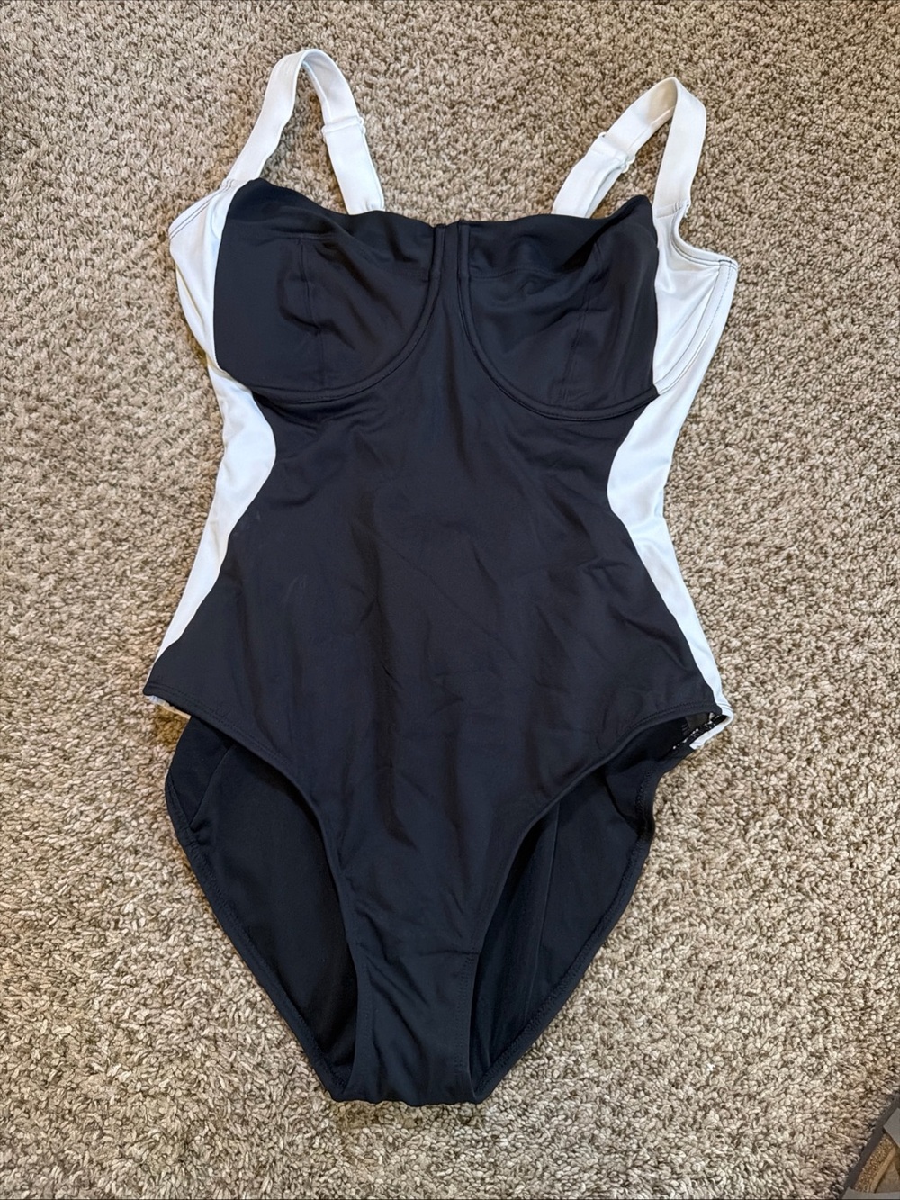 TA3 Women's Black & White One-Piece Swimsuit with Supportive Bust F/G
